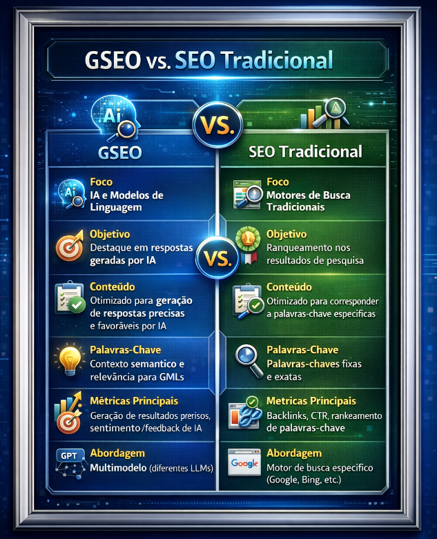 Principais diferenças entre GSEO e SEO tradicional
