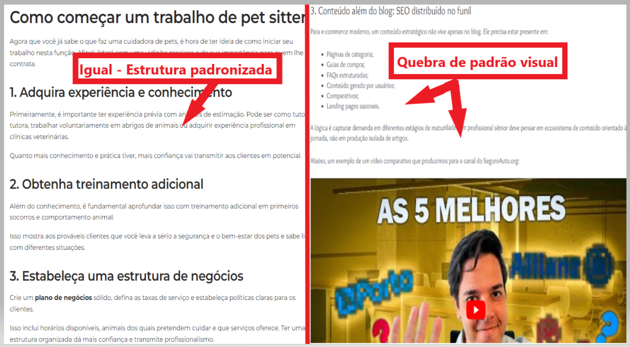 Quebre o padrão visual ao longo da página Quebre o padrão visual ao longo da página